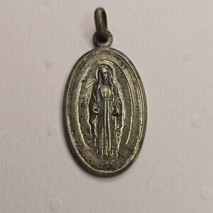 Antique Latin Maria Reparatrix Virgin Mary Medal Pendant Religious